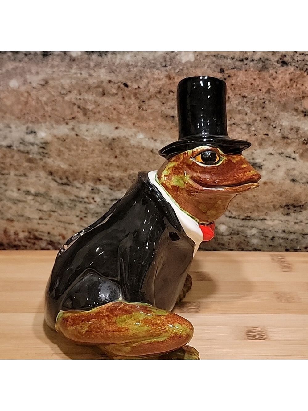 Vintage Ceramic Frog in Tuxedo and Top Hat Planter - Picture 2 of 6